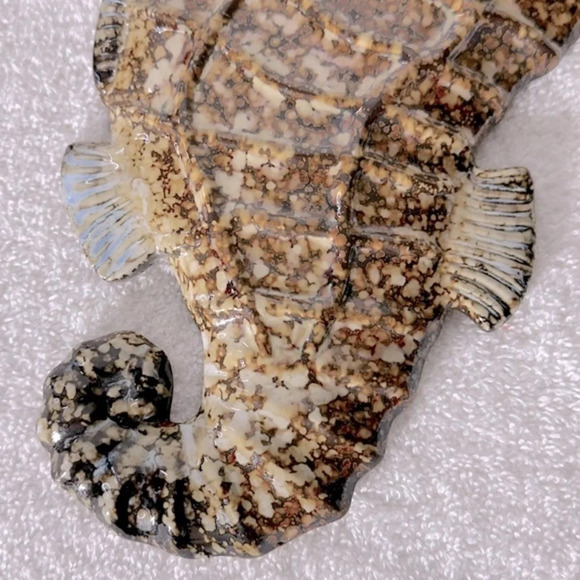 Vintage Brown  Speckled Ceramic Seahorse Wall Decor - Picture 2 of 9